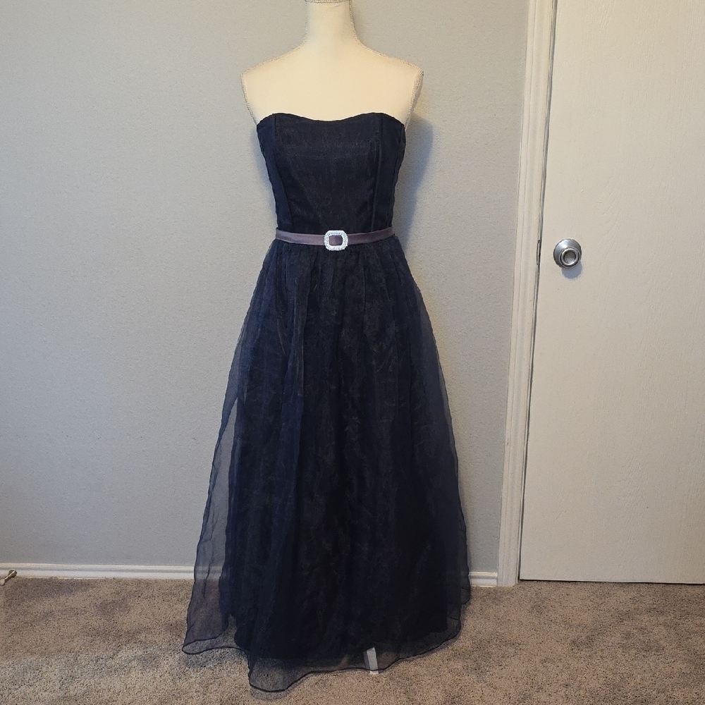 Alfred Angelo Blue Strapless Cocktail Gown